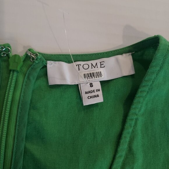 TOME Collective Linen Blend Green Midi Dress Size 8 - Picture 12 of 12